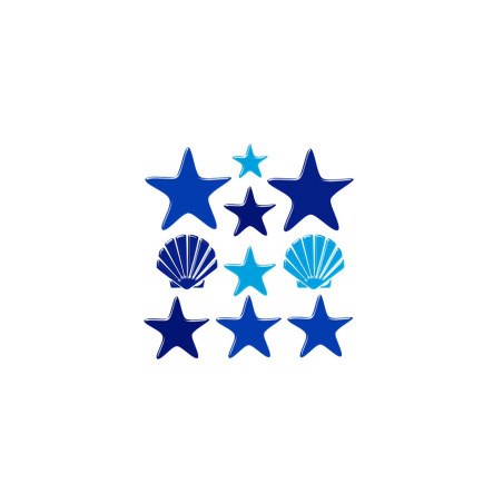Blue stars and shells - swimming pool decoration